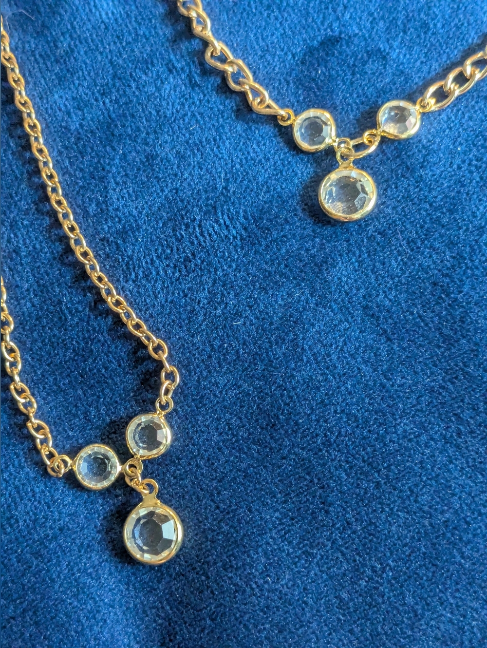 Gold Tone Crystal Drop Necklace And Bracelet Set- Women Jewelry
